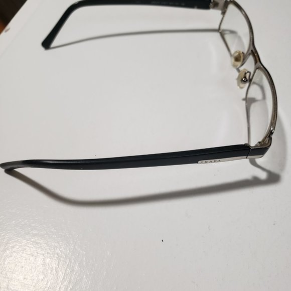AUTHENTIC PRADA MADE IN ITALY BLACK AND SILVER FRAME GLASSES WITH ORIGINAL CASE - Picture 7 of 8